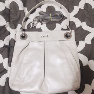 Pearl White Coach "Ashley" Crossbody Bag
